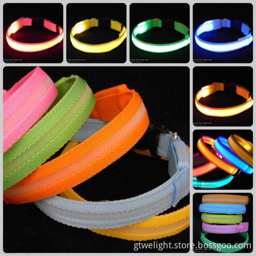 Neon Light Adjustable Glow Flash LED Pet Safety Collar Strap Belt Dog Cat